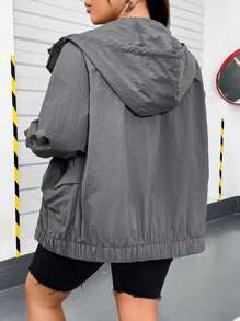 Flirla Plus Size Outdoor Functional Jacket, Suitable For Hiking, River Trekking, Outdoor Sports, Utility Jacket - Grey - View 2