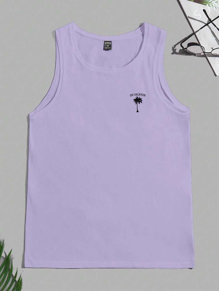 Manfinity Chillmode Labeled-Size Men's Purple Overall Tank Top - Purple - View 3