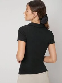 MOTF PREMIUM VISCOSE RIBBED SLIM TOP - Black - View 2