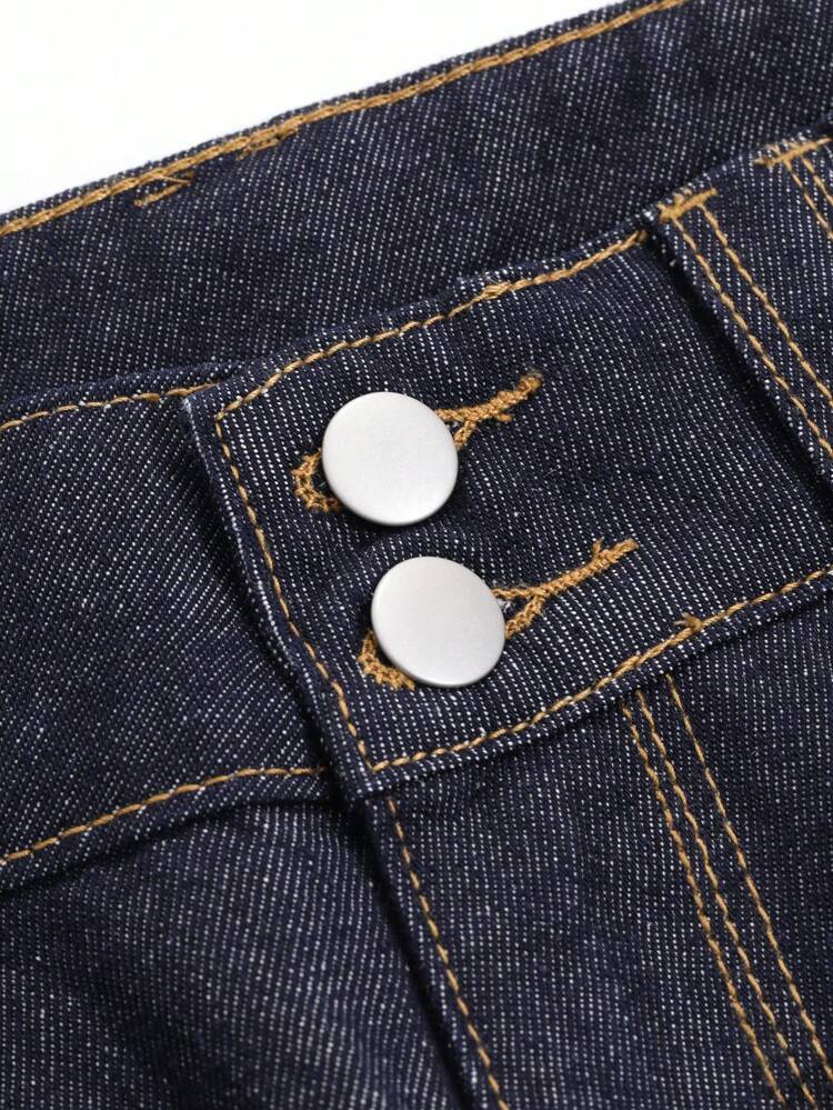 Vintage Wash Pocket Wide Leg Women's Jeans,Back To School Clothes