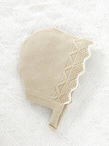 SHEIN Baby Girls' Bow Decor Knitted Romper