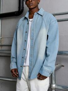 Manfinity EMRG Men's Casual Long Sleeve Denim Shirt With Single Breasted Button