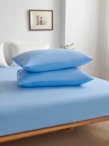 3ชิ้น ชุดผ้าปูที่นอนสีฟ้าอ่อน, ทำจากผ้าไมโครไฟเบอร์, ประกอบด้วยผ้าปูที่นอนรัดมุม 1 ผืนและปลอกหมอน 2 ใบ (ไม่รวมไส้หมอน), ชุดเครื่องนอนนุ่มทันสมัย, เหมาะสำหรับบ้าน, หอพัก, กลับไปโรงเรียน, ดีไซน์กระเป๋าลึกใส่ได้ถึงที่นอนขนาด 16 นิ้ว - สีเบบี้บลู - ดู 5