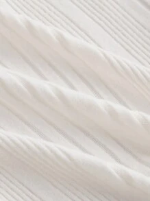SHEIN MOD 白色针织罗纹休闲秋冬女士喇叭袖连衣裙返校服秋季衣服 - 白色 - 查看 3