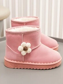 Botas de neve para meninas, botas quentes com forro térmico, botas de tornozelo para crianças, sapatos de inverno para crianças pequenas