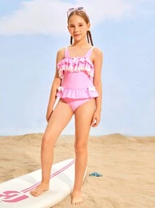 Áo tắm một mảnh xếp nếp màu Tween Girls, Bộ đồ tắm một mảnh mùa hè - Nhiều màu - Xem 3