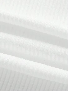 Slaydiva 簡約休閒基礎款日常低領短袖常規長度修身白色女士T恤，配有肋紋彈性面料 - 白色 - 查看 2