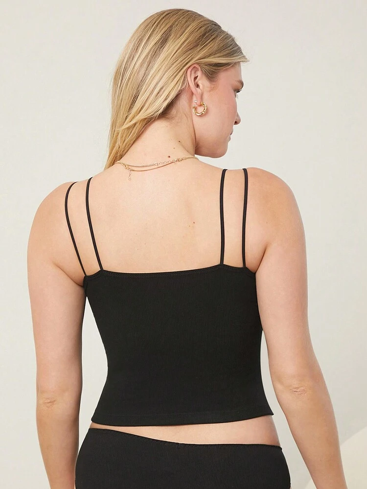 Modal Ribbed Longline Wireless Built-In Bra Cami Tank Top With Bra