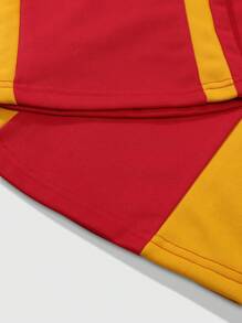 Manfinity EMRG Conjunto de 2 peças com estampa de letras e teia de aranha masculina, regata com gola redonda e cintura com cordão, conjunto de 2 peças, verão - Vermelho - Ver 5