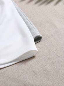 2pcs Tween Girls' Casual Solid Color Knitted Wide Leg Shorts For Daily Wear