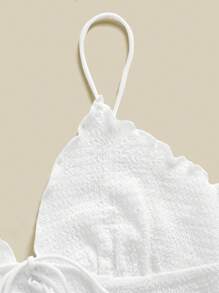 SHEIN Essnce Camiseta de tirantes informal de unicolor con nudo delantero para mujer de verano - Blanco - Ver 5