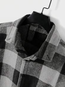 RueChic Men Buffalo Plaid Print Jacket Without Tee - Grey - View 3