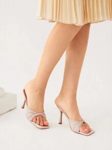 CUCCOO CHICEST 简约优雅粉色女士高跟凉鞋，方头细跟，万圣节 - 粉色 - 查看 7