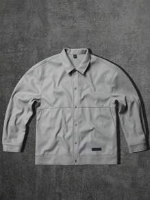 Manfinity Homme Pulover de lână cu mâneci lungi și ocazional, de culoare uni, pentru bărbați, în mărime mare