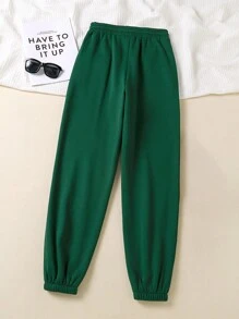INAWLY Pantalones deportivos unicolor de cintura con cordón con forro térmico