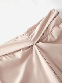 Teen Girl' Grey Simple Knitted Flare High Waisted Pleated Stretchy Elegant Maxi Leggings - Grey - View 3