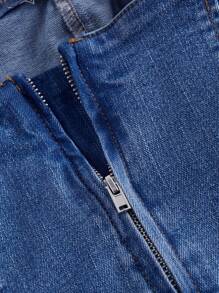 SHEIN MOD Women's Square Neck Sleeveless Short Casual Denim Dress - Medium Wash - View 3