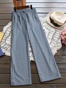 Plus Size Women's Simple Solid Color Casual Pants - Multicolor - View 6