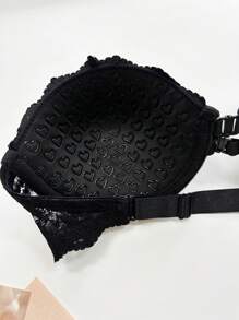 Simple & Sexy Lace Spliced Front Closure Strapless Bra Lingerie - Black - View 7