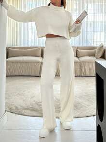 EURMUSE Sweater And Pant 2 Pcs Set - Apricot - View 5