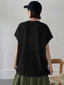 FRIFUL Women's Summer Solid Color Round Neck Short Sleeve Casual T-Shirt Oversized T-Shirt