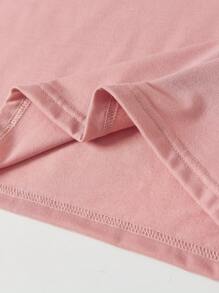 Sparklyn Tween Girls Simple Heart Print Short Sleeve Crew Neck T-Shirt - Dusty Pink - View 3