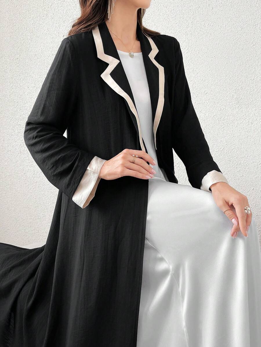 Al Najma 长袖色块优雅长袍 - 黑色 - 查看 1