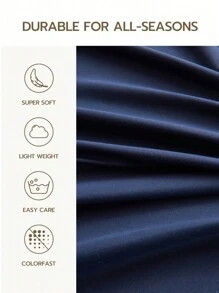 Bộ ga trải giường 3 món màu xanh hải quân trơn, làm từ vải microfiber, bao gồm 1 ga trải giường và 2 vỏ gối (không bao gồm ruột gối), bộ chăn ga gối mềm mại hiện đại, phù hợp cho gia đình, ký túc xá, trường học, thiết kế túi sâu phù hợp với nệm dày đến 16 inch. - Màu xanh hải quân - Xem 5