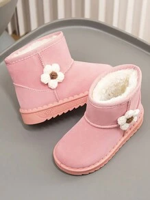 Botas de neve para meninas, botas quentes com forro térmico, botas de tornozelo para crianças, sapatos de inverno para crianças pequenas