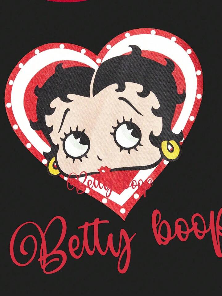 Our Betty Boop | ROMWE Women's Contrast Trim Cartoon Figure