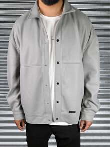 Manfinity Homme Pulover de lână cu mâneci lungi și ocazional, de culoare uni, pentru bărbați, în mărime mare