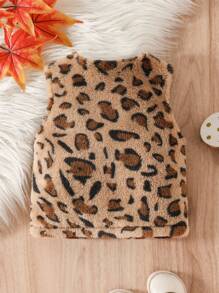 SHEIN 女宝宝豹纹双面羊毛舒适休闲夹克