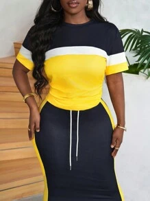 Slaydiva Women's Color Block Casual Two-Piece Set - Multicolor - View 3