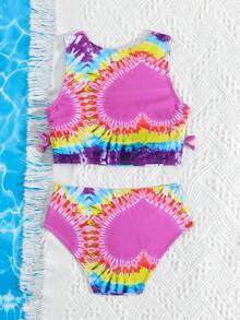 Young Girl' Spaghetti Strap Tankini 2-Piece Swimwear With Placement Printing - Multicolor - View 2