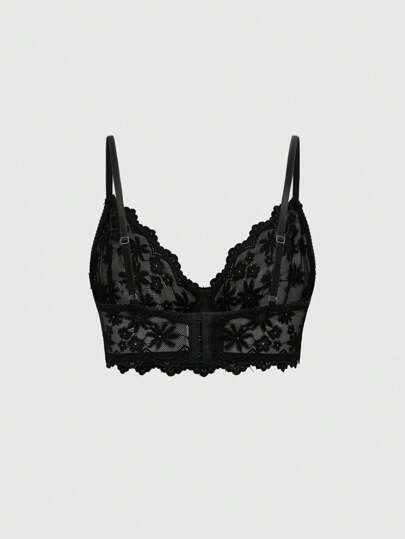 Goth Dark Gothic Plus Size Lace Trim Underwire Bra