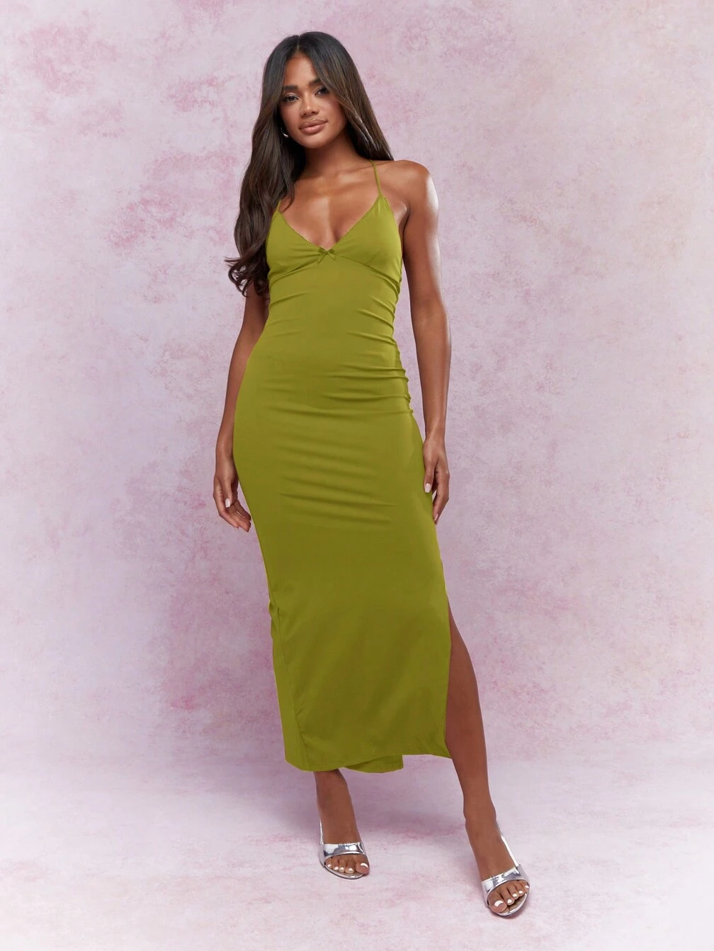 side slit cami dress Ribbed Knit Maxi Cami Dress with Side Slit