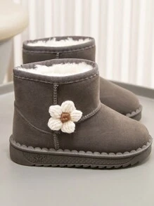 Botas de nieve forradas y esponjosas para niñas, botas de invierno cálidas para niños pequeños y niños - Gris - Ver 3