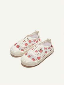 Cozy Pixies Zapatillas Sin Cordones Con Patrón De Frutas De Fresa Para Niñas Con Malla Transpirable, Banda Elástica, Lindas Y Cómodas, Adecuadas Para Uso Diario (patrón Aleatorio)