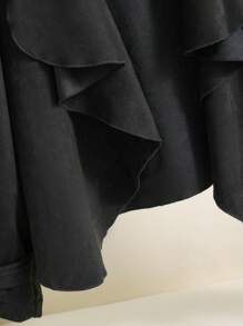 SHEIN Essnce Plus-Size Asymmetric Regular Jacket For Casual Daily Wear - Black - View 13