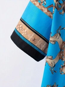 Men's Resort Style Shirt Set - Vintage Court Style Short Sleeve Top And  Shorts - Multicolor - View 3