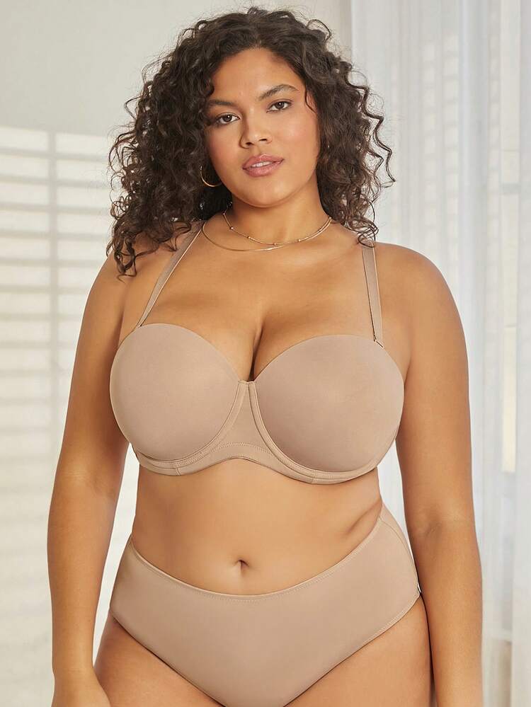 Plus Dream Curve Support + Strapless Push-Up Bra T-Shirt Lingerie As Outerwear Half Bra