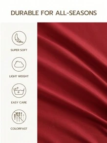 三件套纯色酒红色床笠套装，采用超细纤维面料，包含1个床笠和2个枕套（不含枕芯），现代柔软的床上用品套装，适合居家、宿舍、返校季使用，深口袋设计，适用于厚度达16英寸的床垫。 - 酒紅色 - 查看 5