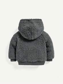 Cozy Pixies Zestaw bluzy z kapturem i długich spodni z grubego polaru dla chłopca, średniej grubości - Szary - Zobacz 2