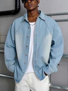 Manfinity EMRG Men's Casual Long Sleeve Denim Shirt With Single Breasted Button