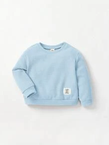 Cozy Pixies 男婴休闲纯色运动衫和裤子套装，长袖，服装 - 藍色 - 查看 10