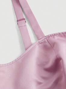 SHEIN MOD Pink Plus Size Long A-Line Spaghetti Strap Dress With Square Neckline, Simple, Elegant And Romantic Style