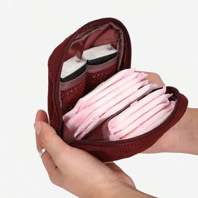 Minimalist Corduroy Sanitary Napkin Multifunctional Storage Bag,Boho Vibes