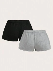 Muchica 2 件套女士字母印花图案系带腰部修身短裤套装，适合返校季，适合机场外出 - 彩色 - 查看 2