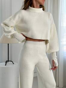 EURMUSE Sweater And Pant 2 Pcs Set - Apricot - View 2
