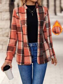 EMERY ROSE Women's Plaid Printed Simple Everyday Regular Long Sleeve Jacket - Multicolor - View 6